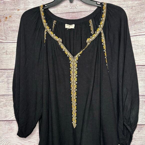 World Market Embroidered Linen Blend Boho Oversized Peasant Top Size S/M - Picture 8 of 10